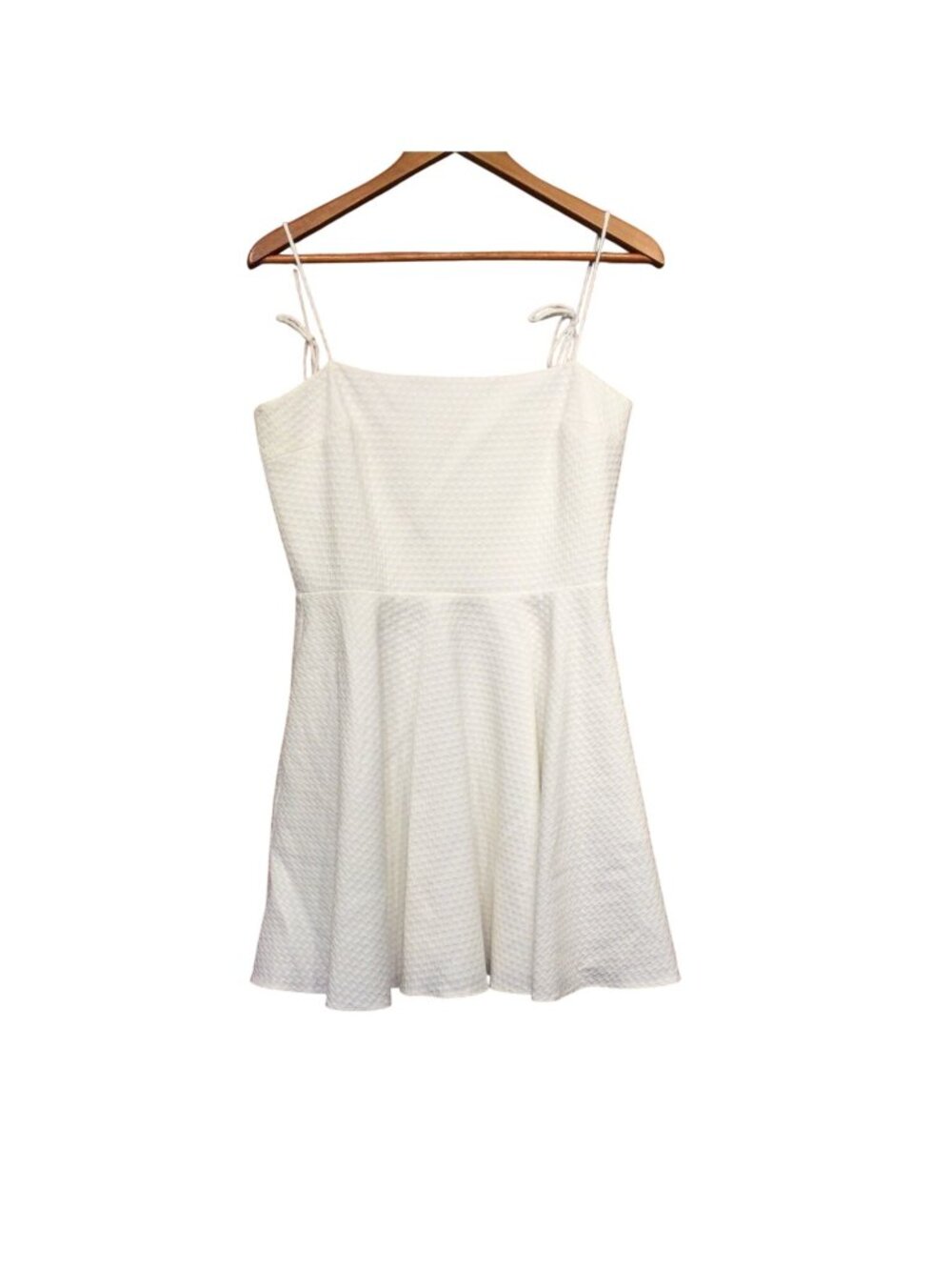 Amanda Uprichard Starlett Tie Strap Mini Dress White Textured Sleeveless Size M